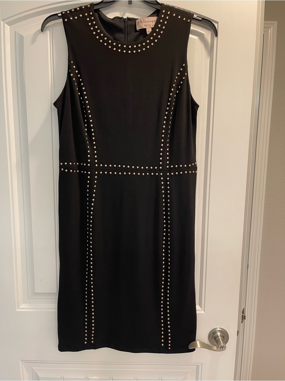 Philosophy Large Black Dress with Gold Studs Lined Knee Length